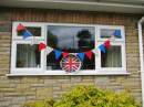The Vicarage decorated with bunting and a 'flag'